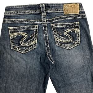 Vtg Silver Jeans Co. Aiko Capri Jeans Womens 26 (28X20) Blue Western Embroidered